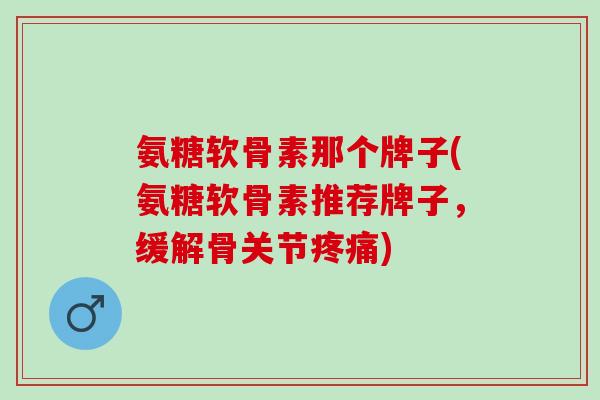氨糖软骨素那个牌子(氨糖软骨素推荐牌子，缓解骨关节疼痛)