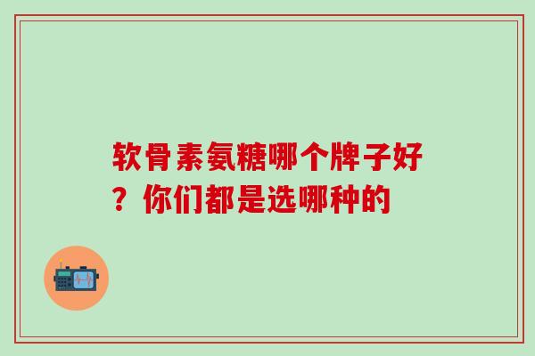 软骨素氨糖哪个牌子好？你们都是选哪种的