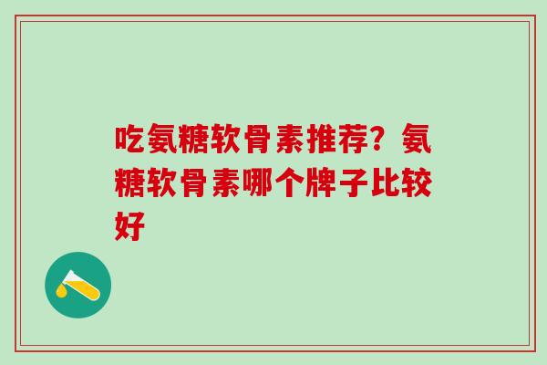 吃氨糖软骨素推荐？氨糖软骨素哪个牌子比较好