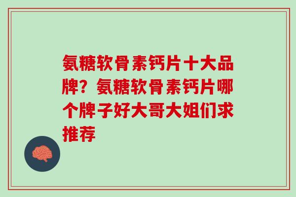 氨糖软骨素钙片十大品牌？氨糖软骨素钙片哪个牌子好大哥大姐们求推荐