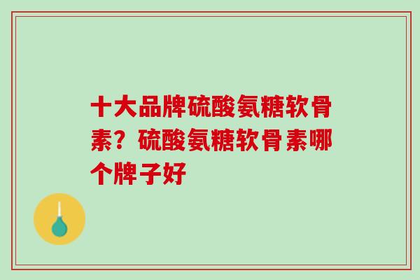 十大品牌硫酸氨糖软骨素？硫酸氨糖软骨素哪个牌子好