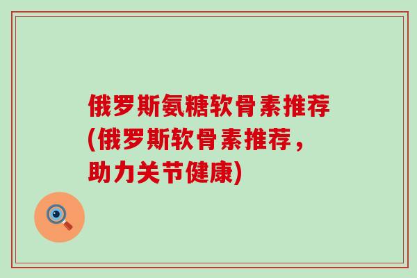 俄罗斯氨糖软骨素推荐(俄罗斯软骨素推荐，助力关节健康)