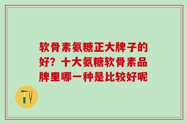 软骨素氨糖正大牌子的好？十大氨糖软骨素品牌里哪一种是比较好呢