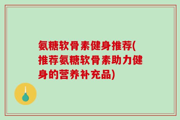 氨糖软骨素健身推荐(推荐氨糖软骨素助力健身的营养补充品)