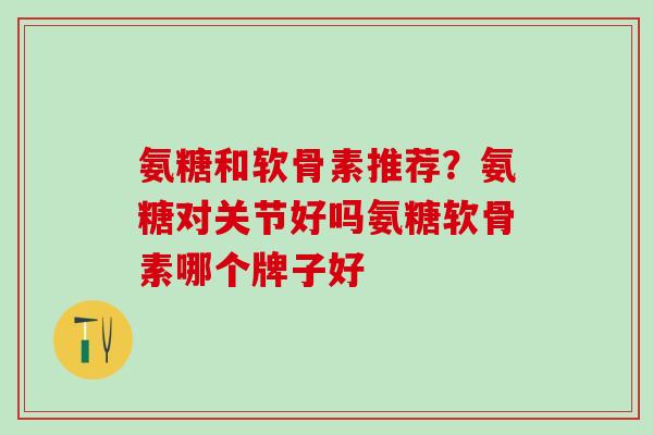氨糖和软骨素推荐？氨糖对关节好吗氨糖软骨素哪个牌子好