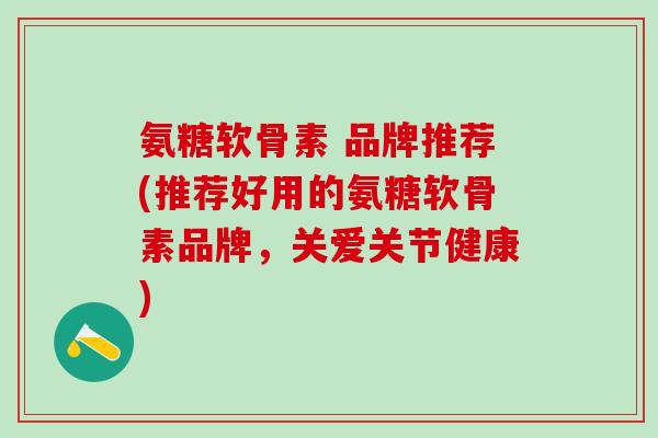 氨糖软骨素 品牌推荐(推荐好用的氨糖软骨素品牌，关爱关节健康)