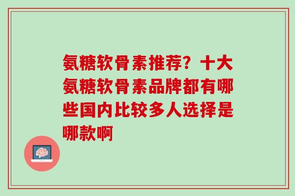氨糖软骨素推荐？十大氨糖软骨素品牌都有哪些国内比较多人选择是哪款啊