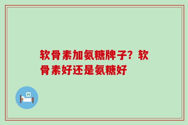 软骨素加氨糖牌子？软骨素好还是氨糖好