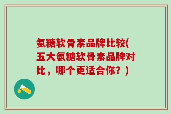 氨糖软骨素品牌比较(五大氨糖软骨素品牌对比，哪个更适合你？)