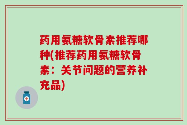 药用氨糖软骨素推荐哪种(推荐药用氨糖软骨素：关节问题的营养补充品)