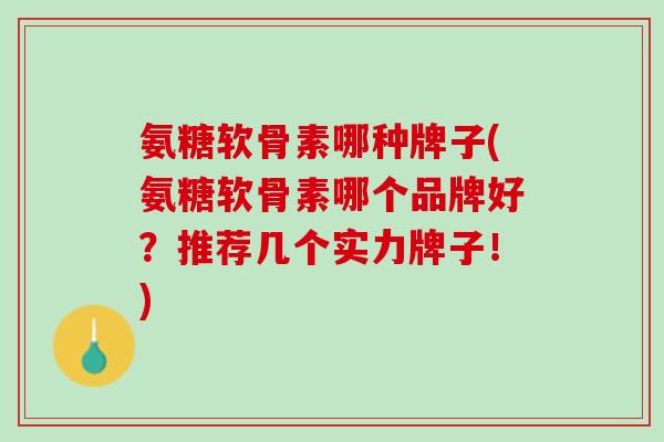 氨糖软骨素哪种牌子(氨糖软骨素哪个品牌好？推荐几个实力牌子！)
