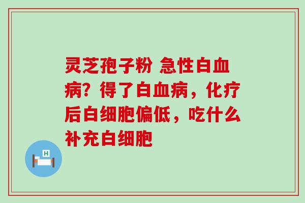 灵芝孢子粉 急性白?得了白,后偏低,吃什么补充 灵芝孢子粉 急性白?得了白,后偏低,吃什么补充