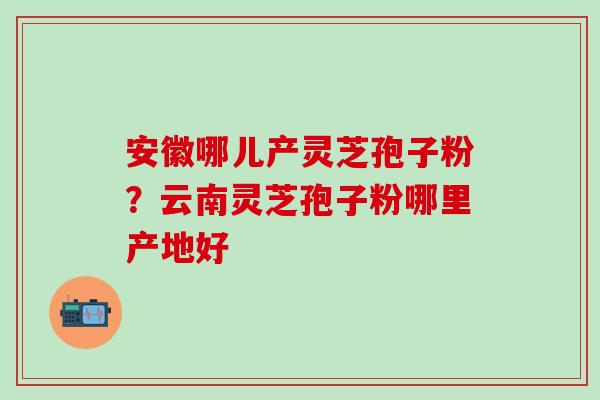 安徽哪儿产灵芝孢子粉？云南灵芝孢子粉哪里产地好