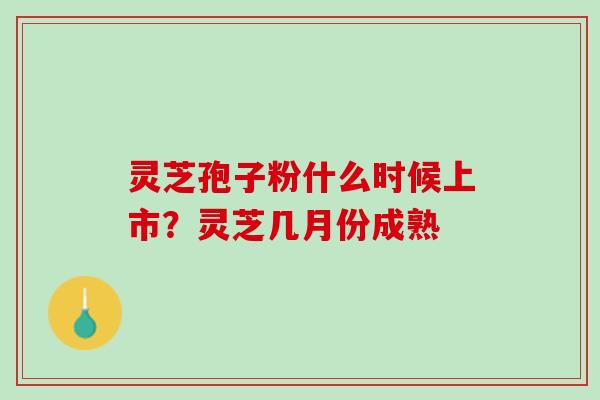 灵芝孢子粉什么时候上市?灵芝几月份成熟 灵芝孢子粉什么时候上市?灵芝几月份成熟