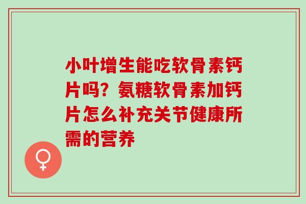 小叶增生能吃软骨素钙片吗？氨糖软骨素加钙片怎么补充关节健康所需的营养