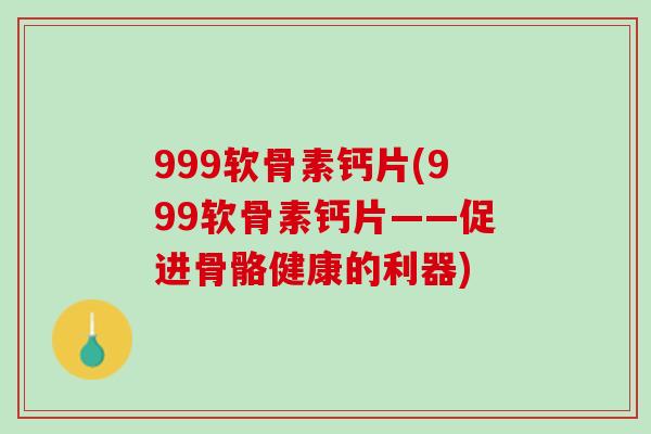 999软骨素钙片(999软骨素钙片——促进骨骼健康的利器)