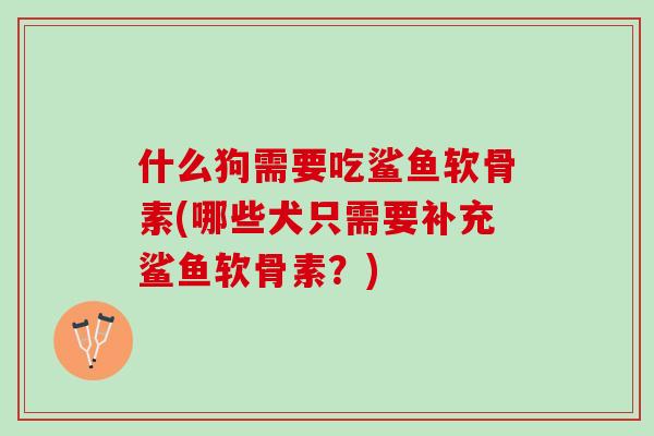 什么狗需要吃鲨鱼软骨素(哪些犬只需要补充鲨鱼软骨素？)