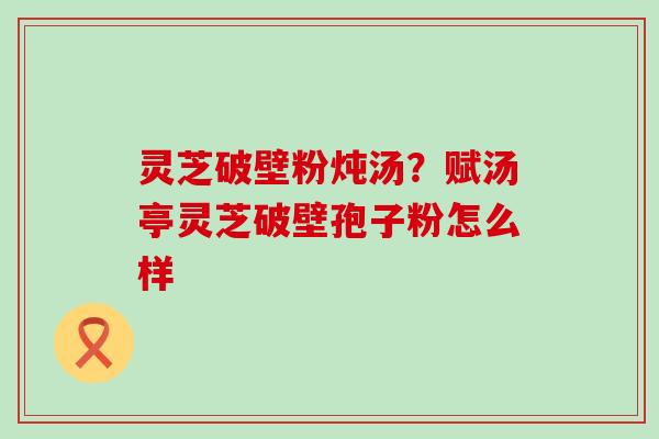 灵芝破壁粉炖汤？赋汤亭灵芝破壁孢子粉怎么样