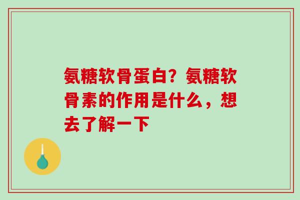 氨糖软骨蛋白？氨糖软骨素的作用是什么，想去了解一下