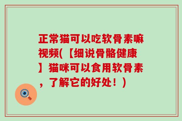 正常猫可以吃软骨素嘛视频(【细说骨骼健康】猫咪可以食用软骨素，了解它的好处！)