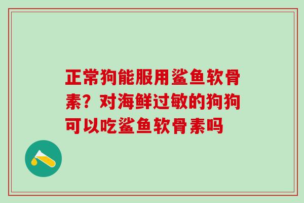 正常狗能服用鲨鱼软骨素？对海鲜过敏的狗狗可以吃鲨鱼软骨素吗