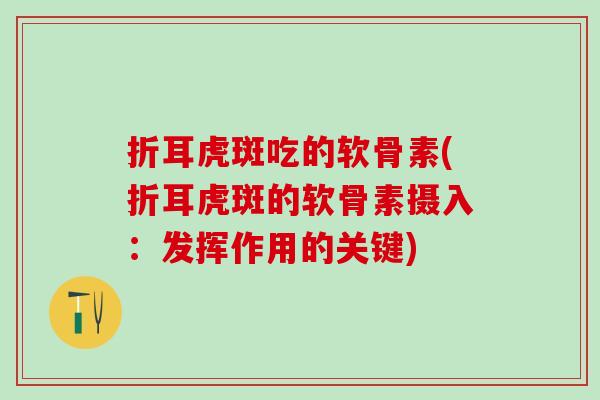 折耳虎斑吃的软骨素(折耳虎斑的软骨素摄入：发挥作用的关键)