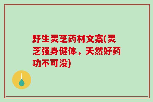 野生灵芝药材文案(灵芝强身健体，天然好药功不可没)