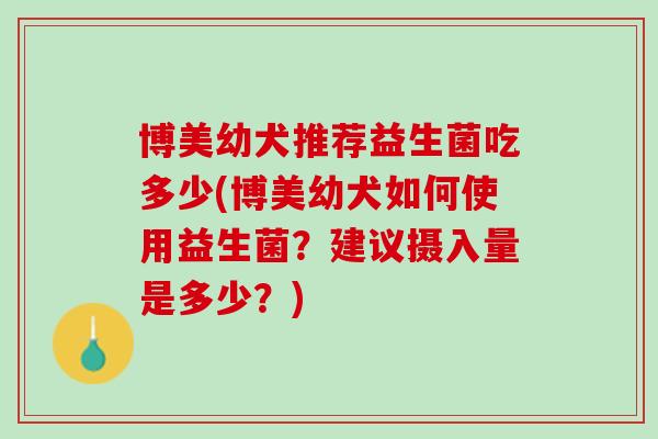 博美幼犬推荐益生菌吃多少(博美幼犬如何使用益生菌？建议摄入量是多少？)