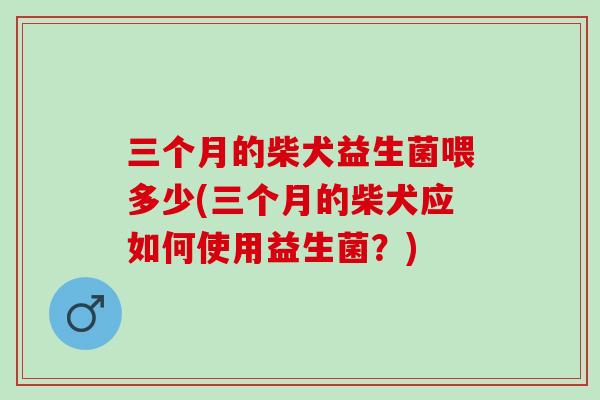 三个月的柴犬益生菌喂多少(三个月的柴犬应如何使用益生菌？)