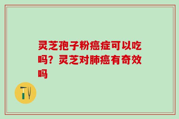 灵芝孢子粉癌症可以吃吗？灵芝对肺癌有奇效吗