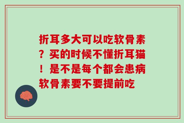 折耳多大可以吃软骨素？买的时候不懂折耳猫！是不是每个都会患病软骨素要不要提前吃