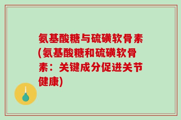 氨基酸糖与硫磺软骨素(氨基酸糖和硫磺软骨素：关键成分促进关节健康)