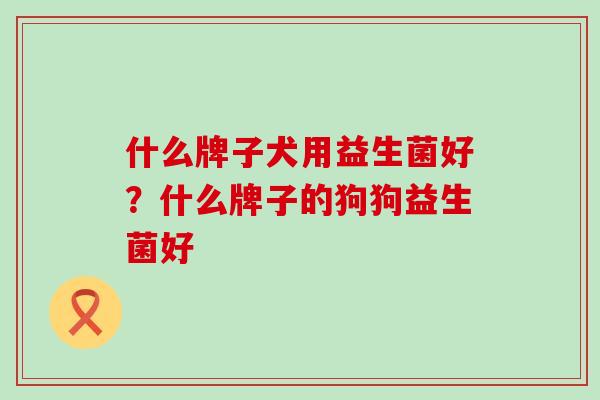 什么牌子犬用益生菌好？什么牌子的狗狗益生菌好