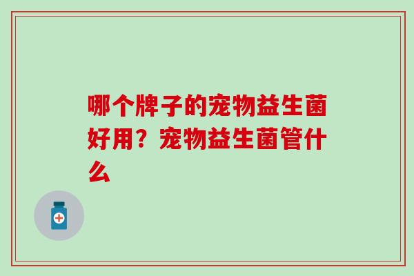哪个牌子的宠物益生菌好用？宠物益生菌管什么