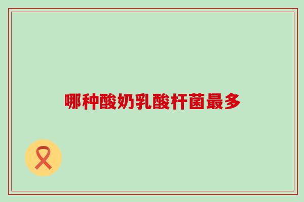 哪种酸奶乳酸杆菌最多