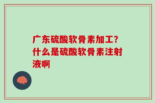 广东硫酸软骨素加工？什么是硫酸软骨素注射液啊
