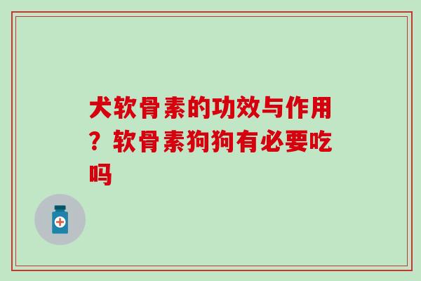 犬软骨素的功效与作用？软骨素狗狗有必要吃吗