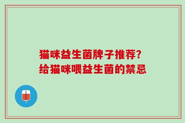 猫咪益生菌牌子推荐？给猫咪喂益生菌的禁忌