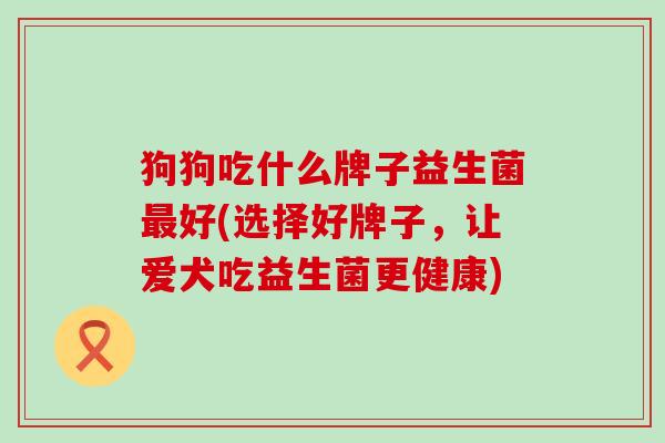 狗狗吃什么牌子益生菌最好(选择好牌子，让爱犬吃益生菌更健康)