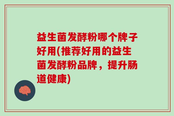 益生菌发酵粉哪个牌子好用(推荐好用的益生菌发酵粉品牌，提升肠道健康)
