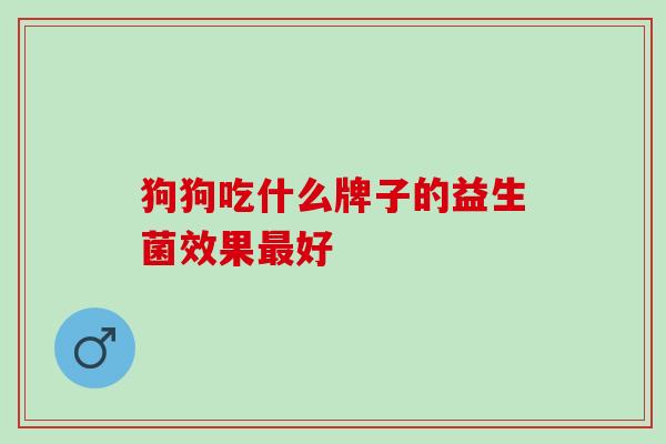 狗狗吃什么牌子的益生菌效果最好