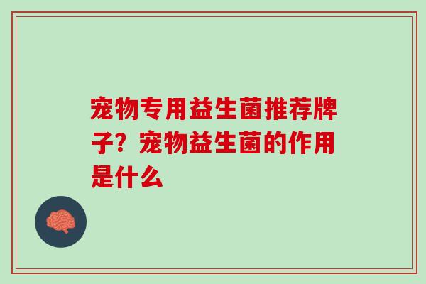 宠物专用益生菌推荐牌子？宠物益生菌的作用是什么