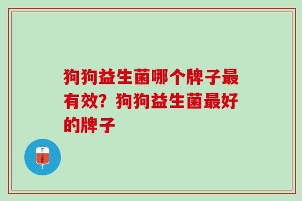 狗狗益生菌哪个牌子最有效？狗狗益生菌最好的牌子