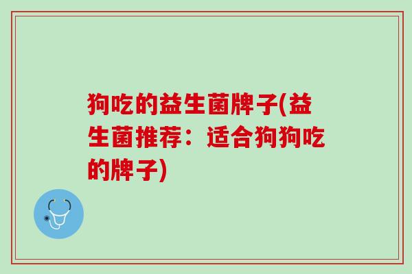 狗吃的益生菌牌子(益生菌推荐：适合狗狗吃的牌子)