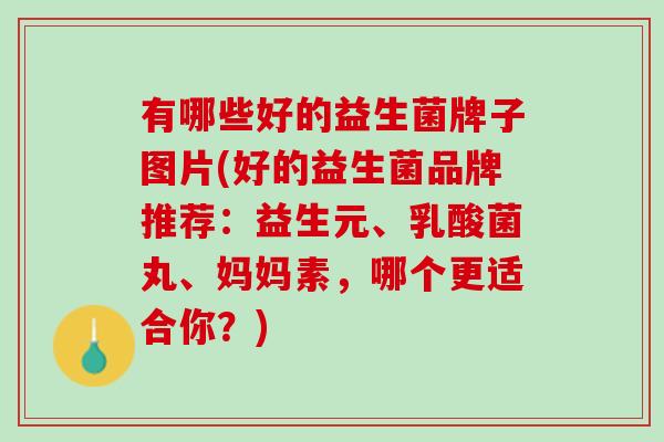 有哪些好的益生菌牌子图片(好的益生菌品牌推荐：益生元、乳酸菌丸、妈妈素，哪个更适合你？)