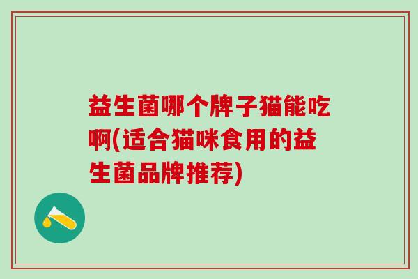 益生菌哪个牌子猫能吃啊(适合猫咪食用的益生菌品牌推荐)
