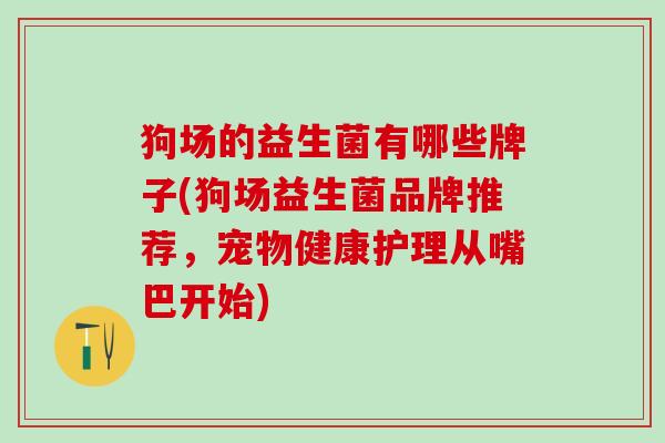 狗场的益生菌有哪些牌子(狗场益生菌品牌推荐，宠物健康护理从嘴巴开始)