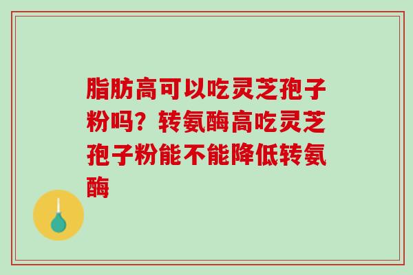 脂肪高可以吃灵芝孢子粉吗？转氨酶高吃灵芝孢子粉能不能降低转氨酶