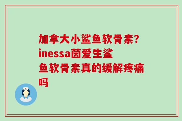 加拿大小鲨鱼软骨素？inessa茵爱生鲨鱼软骨素真的缓解疼痛吗