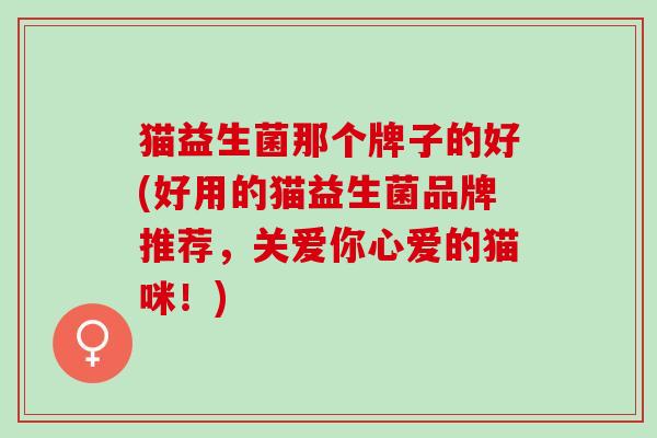猫益生菌那个牌子的好(好用的猫益生菌品牌推荐，关爱你心爱的猫咪！)